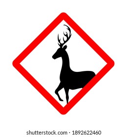 caution deer sign, vector illustration