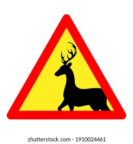 caution deer sign, vector illustration