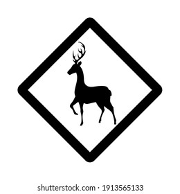 caution deer sign, vector illustration