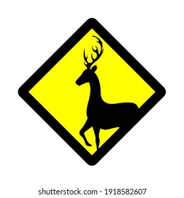 caution deer sign, vector illustration