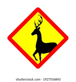 Caution deer sign, vector illustration
