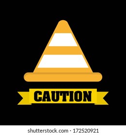 caution design over black background vector illustration 
