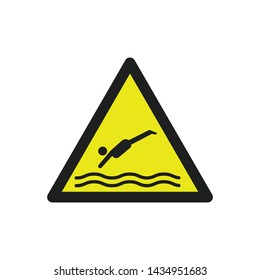 Caution Diving Area Sign Vector. No Jump Symbol Vector Icon