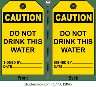 Caution Do Not Drink This Water Tag