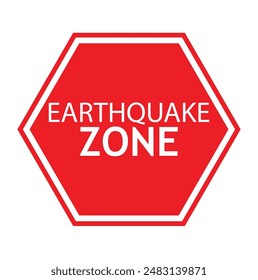 Caution Earthquake Zone Sign on Cracked Rock Background