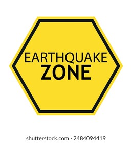 Señal de advertencia de zona de terremoto en fondo de Rock agrietado