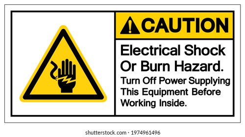 Caution Electric Shock Or Burn Hazard Symbol Sign, Vector Illustration, Isolated On White Background Label .EPS10 
