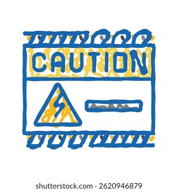 cuidado eletricidade ícone doodle esboço vetor. cuidado sinal de eletricidade. símbolo isolado ilustração