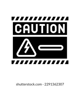 caution electricity glyph icon vector. caution electricity sign. isolated symbol illustration