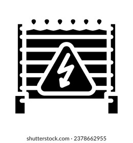 Vorsicht Strom-Glyphe Symbol Vektorgrafik. Vorsicht bei der Stromüberwachung. einzelne Symbolillustration
