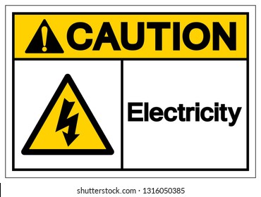 Caution Electricity Symbol Sign ,Vector Illustration, Isolate On White Background Label. EPS10