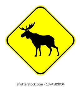 caution elk sign, vector illustration