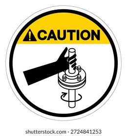 Precaución Entanglement De La Mano Que Gira La Señal Del Símbolo Del Eje, Ilustración vectorial, Aislar En La Etiqueta Blanca Del Fondo.EPS10