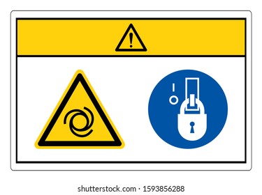 Caution Equipment Starts Automatically Lock Out In De-Energized State Symbol Sign, Vector Illustration, Isolate On White Background Label. EPS10