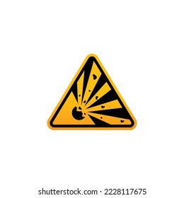 Caution explosive symbol vector. Yellow triangle vector