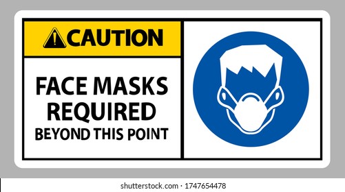 Caution Face Masks Required Beyond This Point Sign Isolate On White Background