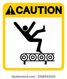 Caution Fall Hazard From Conveyor Symbol Sign, Vector Illustration, Isolate On White Background Label.EPS10