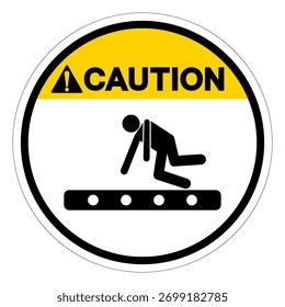 Caution Fall Hazard From Conveyor Symbol Sign, Vector Illustration, Isolate On White Background Label .EPS10