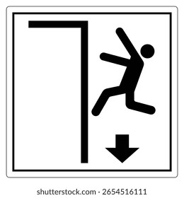 Caution Falling Hazard Sign with Graphic Representation of Dangers