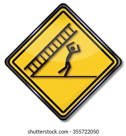 Caution falling ladder, accident and misfortune 