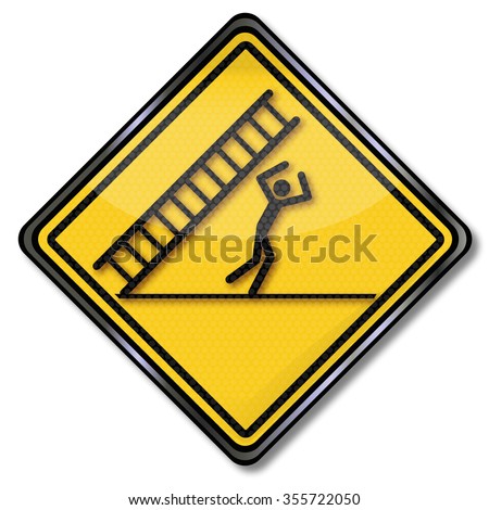 Caution falling ladder, accident and misfortune 