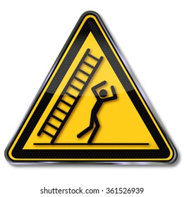 Caution falling ladder and unhappiness