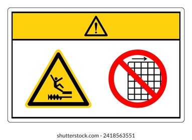 Precaución Al Caer El Peligro De Maquinaria En Movimiento No Eliminar El Signo De Símbolo De Guardia, Ilustración Del Vector, Aislarse En La Etiqueta De Fondo Blanco .EPS10