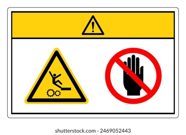 Caution Falling Of Moving Machinery Hazard Do Not Touch Symbol Sign, Vector Illustration, Isolate On White Background Label. EPS10