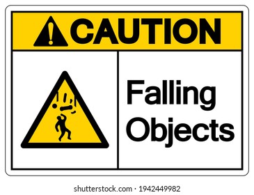 Caution Falling Objects Symbol, Vector Illustration, Isolated On White Background Label. EPS10