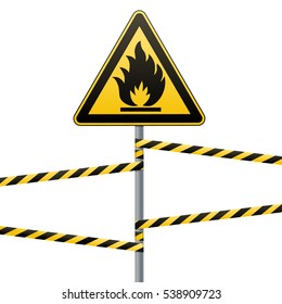 Caution - fire hazard! Combustible environment. Flammable liquids or surface.