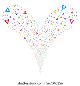 Caution fireworks stream. Vector illustration style is flat bright multicolored iconic symbols on a white background. Object double fountain combined from random pictograms.