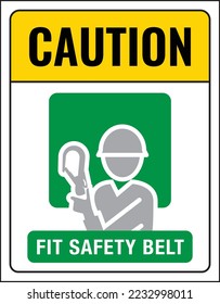 caution fit safety belt sign vector