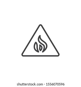 Caution flammable line icon. linear style sign for mobile concept and web design. Flammable sign outline vector icon. Symbol, logo illustration. Vector graphics