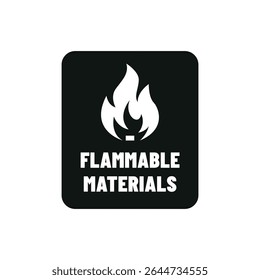 Caution Flammable Materials Safety Label Vector