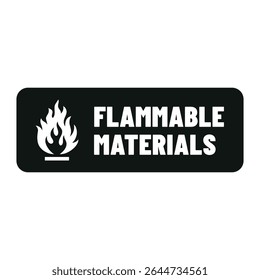 Caution Flammable Materials Safety Label Vector