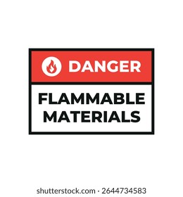 Caution Flammable Materials Safety Label Vector