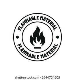 Caution Flammable Materials Safety Label Vector