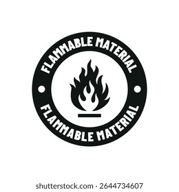 Caution Flammable Materials Safety Label Vector