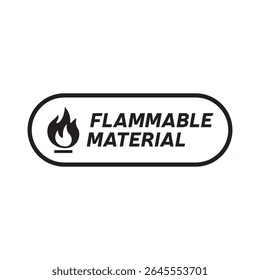 Caution Flammable Materials Safety Label Vector