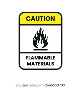 Caution Flammable Materials Safety Label Vector