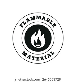 Caution Flammable Materials Safety Label Vector