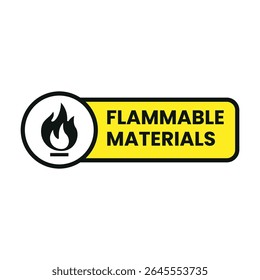 Caution Flammable Materials Safety Label Vector