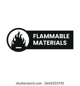 Caution Flammable Materials Safety Label Vector