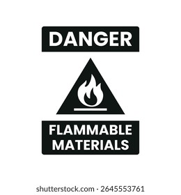 Precaución Materiales inflamables Etiqueta de seguridad Vector
