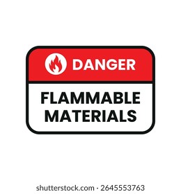 Caution Flammable Materials Safety Label Vector