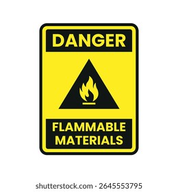 Caution Flammable Materials Safety Label Vector