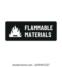 Caution Flammable Materials Safety Label Vector