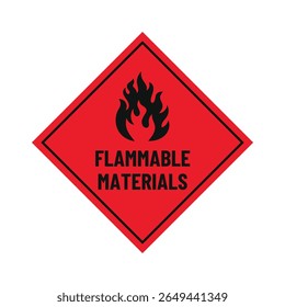 Precaución Materiales inflamables Etiqueta de seguridad Vector