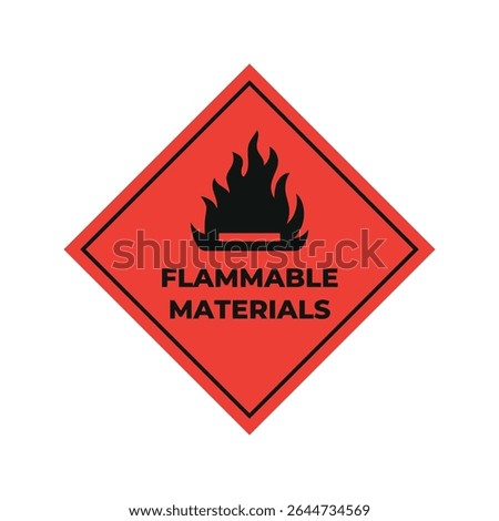 Caution Flammable Materials Safety Label Vector