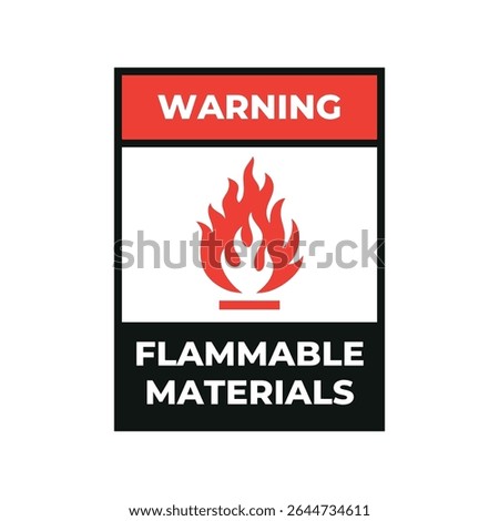Caution Flammable Materials Safety Label Vector